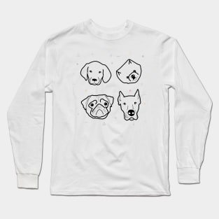 Line Dogs Drawing Long Sleeve T-Shirt